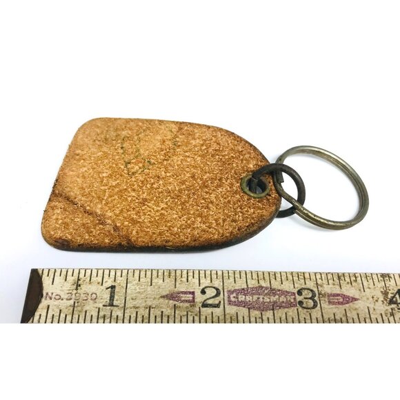First Name Cheryl Leather Keychain Bear Stamped Key Fob Vintage Original 1970s - Picture 3 of 3